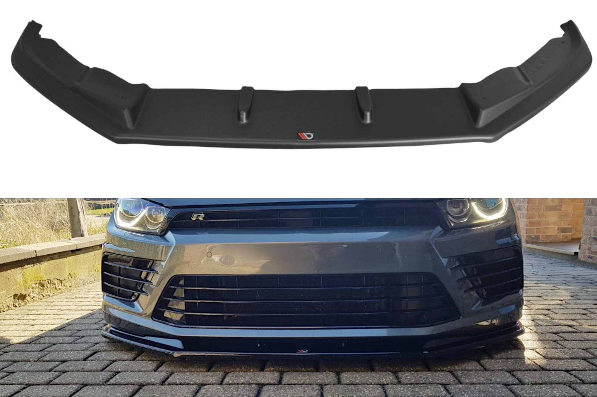 Maxton Front Ansatz V.1 für VOLKSWAGEN SCIROCCO MK.3 R FACELIFT schwarz Hochglanz