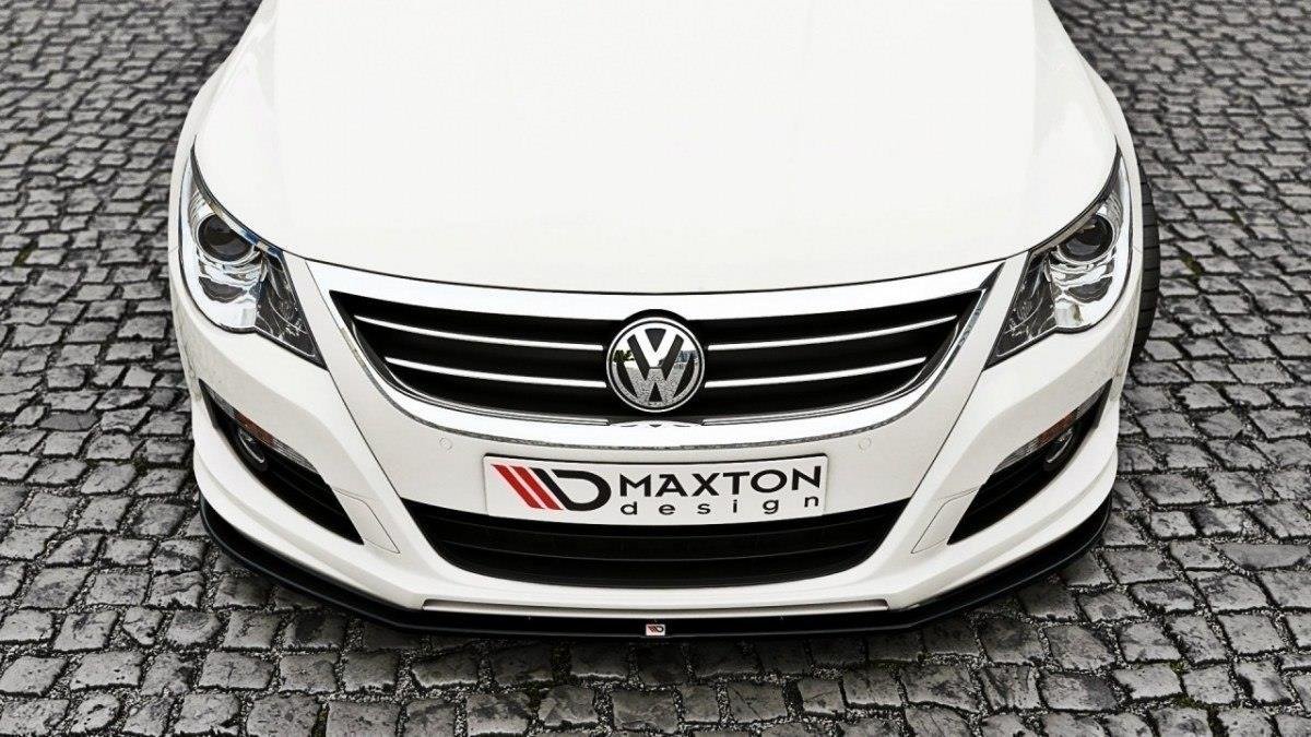 Maxton Front Ansatz für VW Passat CC R36 RLINE (vor Facelift) schwarz Hochglanz