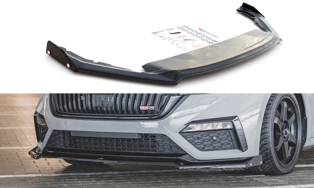 Maxton Front Ansatz V.2 + Flaps für Skoda Octavia RS Mk4