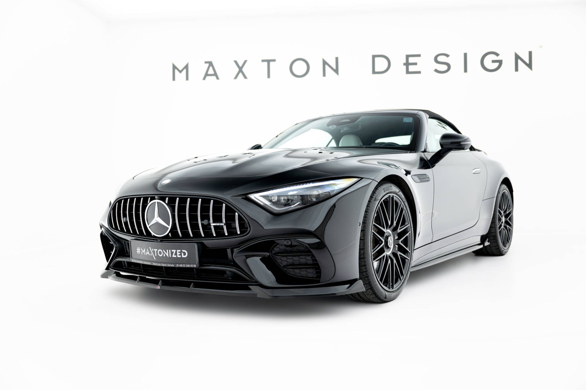 Maxton Front Ansatz für Mercedes-AMG SL 63 R232 schwarz Hochglanz