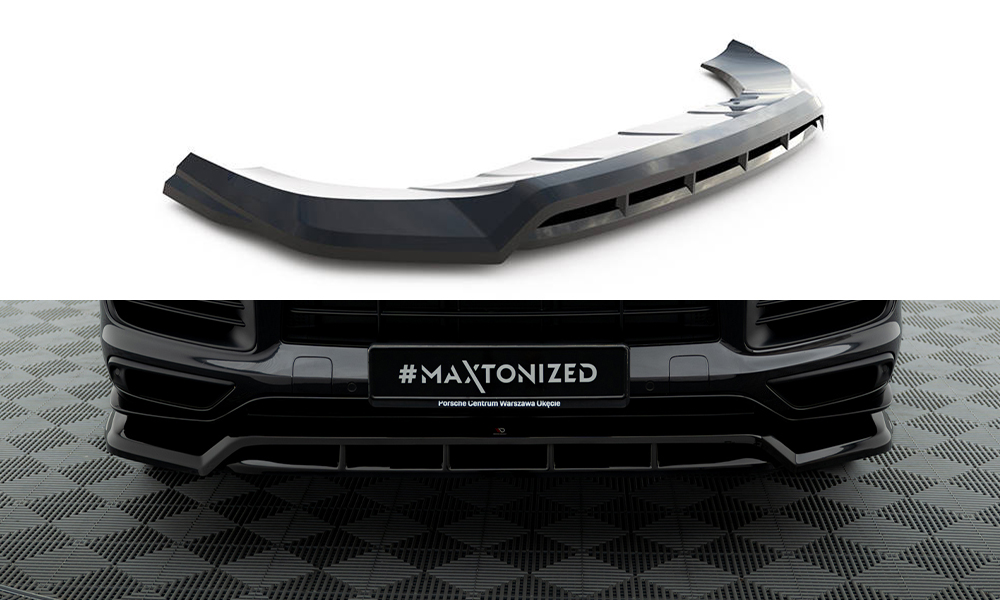 Maxton Front Ansatz für Porsche Cayenne Sport Design Mk3 schwarz Hochglanz