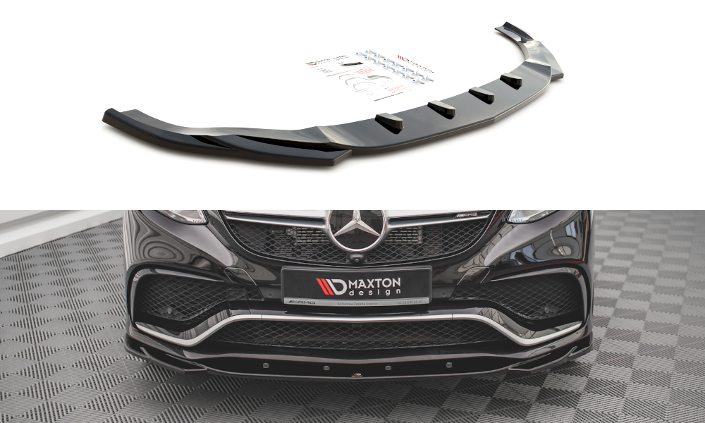 Maxton Front Ansatz V.2 für Mercedes-Benz GLE Coupe / SUV 63 AMG C292 / W166 schwarz Hochglanz