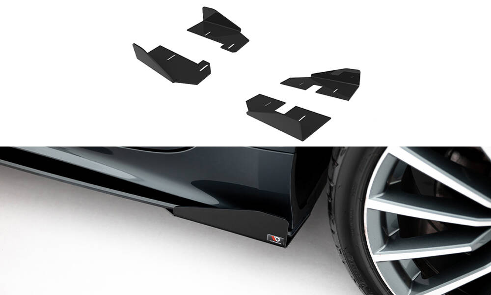 Maxton Seitenschweller Flaps für Audi A5 Sportback F5 Facelift schwarz Hochglanz