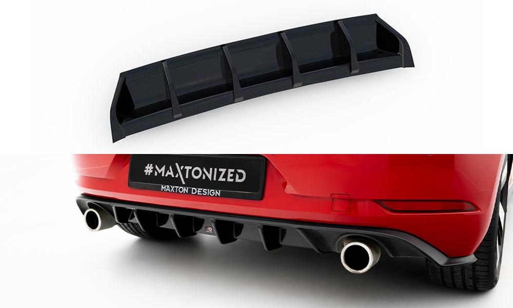 Maxton Diffusor Heck Ansatz für VW GOLF 7 GTI FACELIFT schwarz Hochglanz