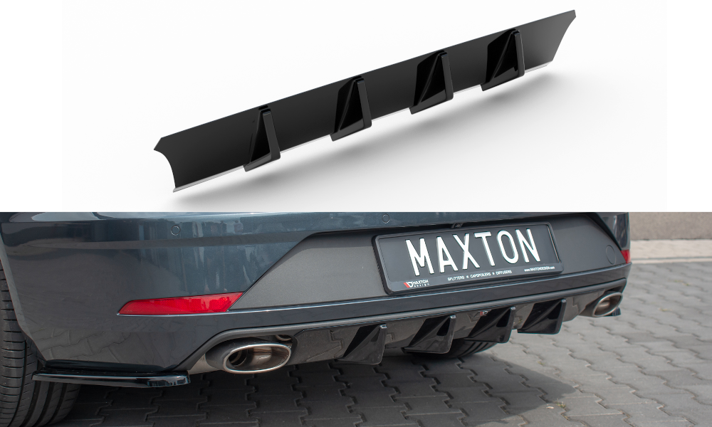 Maxton Diffusor Heck Ansatz V.1 für Seat Leon Cupra Mk3 FL Sportstourer schwarz Hochglanz