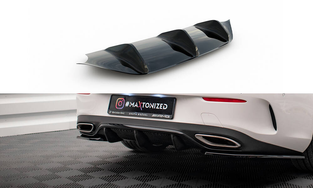 Maxton Diffusor Heck Ansatz passend für-Benz E-Klasse W213 Coupe(C238) / Cabriolet (A238) AMG-Line schwarz Hochglanz