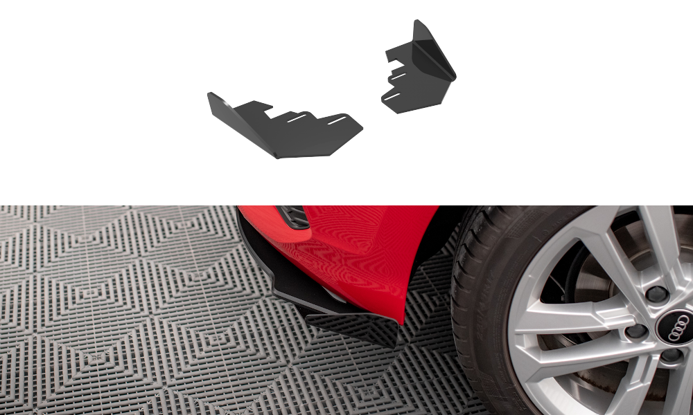 Maxton Hintere Seiten Flaps für Audi A3 Sportback 8Y schwarz Hochglanz