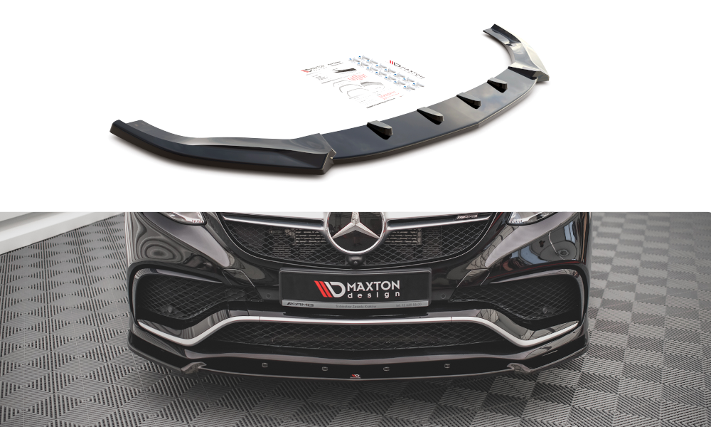 Maxton Front Ansatz V.1 für Mercedes-Benz GLE Coupe / SUV 63 AMG C292 / W166 schwarz Hochglanz