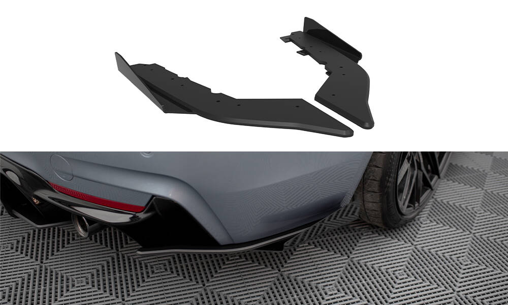Maxton Street Pro Heck Ansatz Flaps Diffusor + Flaps für BMW 4er35i Coupe M-Paket F32 schwarz Hochglanz