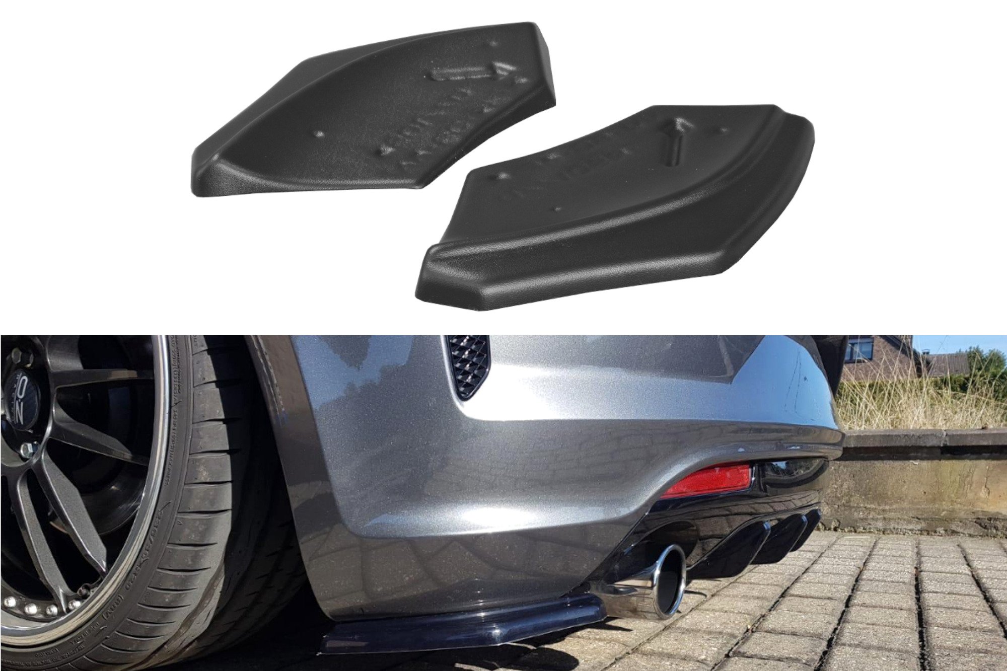 Maxton Heck Ansatz Flaps Diffusor für VOLKSWAGEN SCIROCCO MK.3 R FACELIFT schwarz Hochglanz