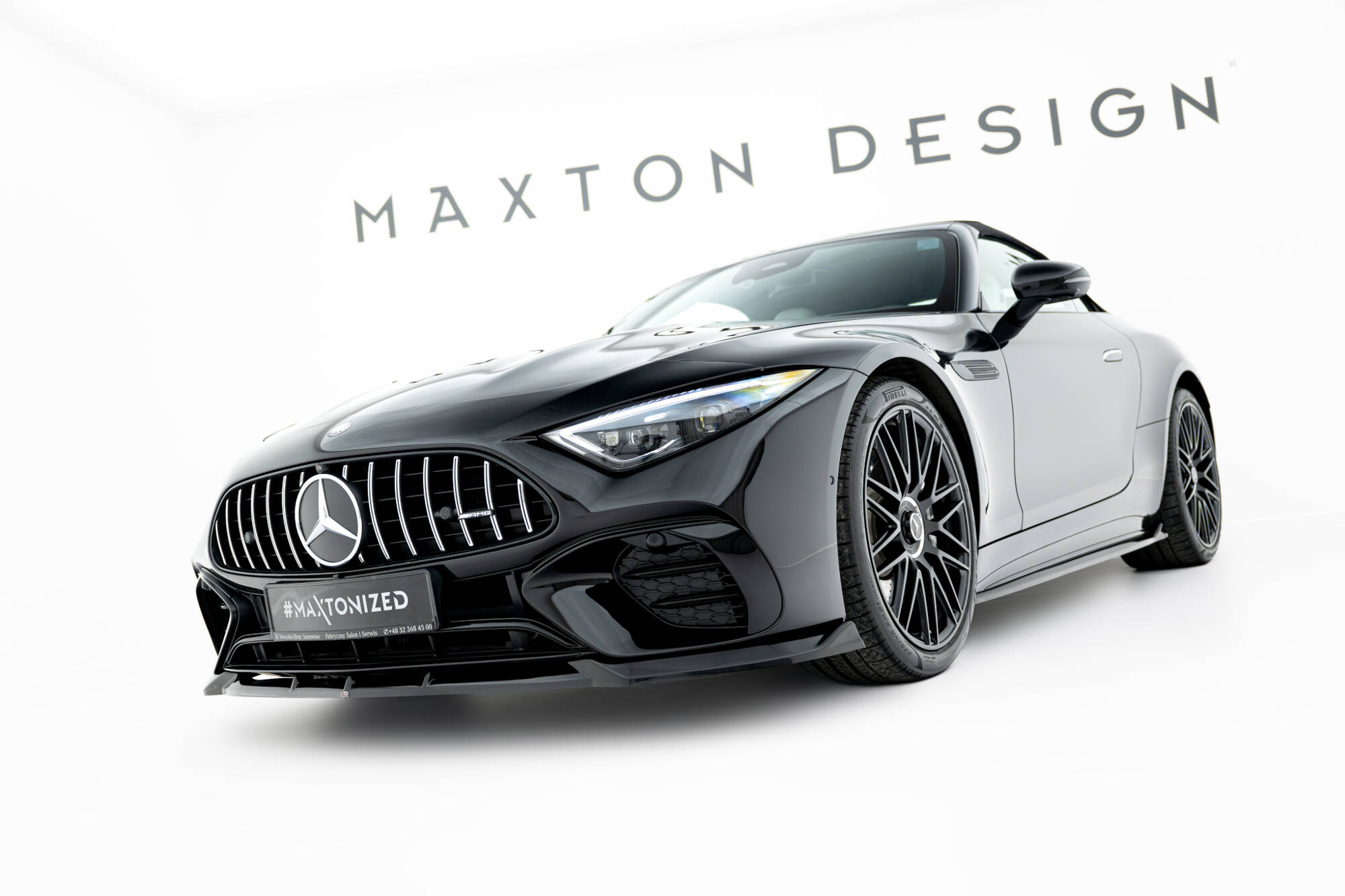 Maxton Front Ansatz für Mercedes-AMG SL 63 R232 schwarz Hochglanz