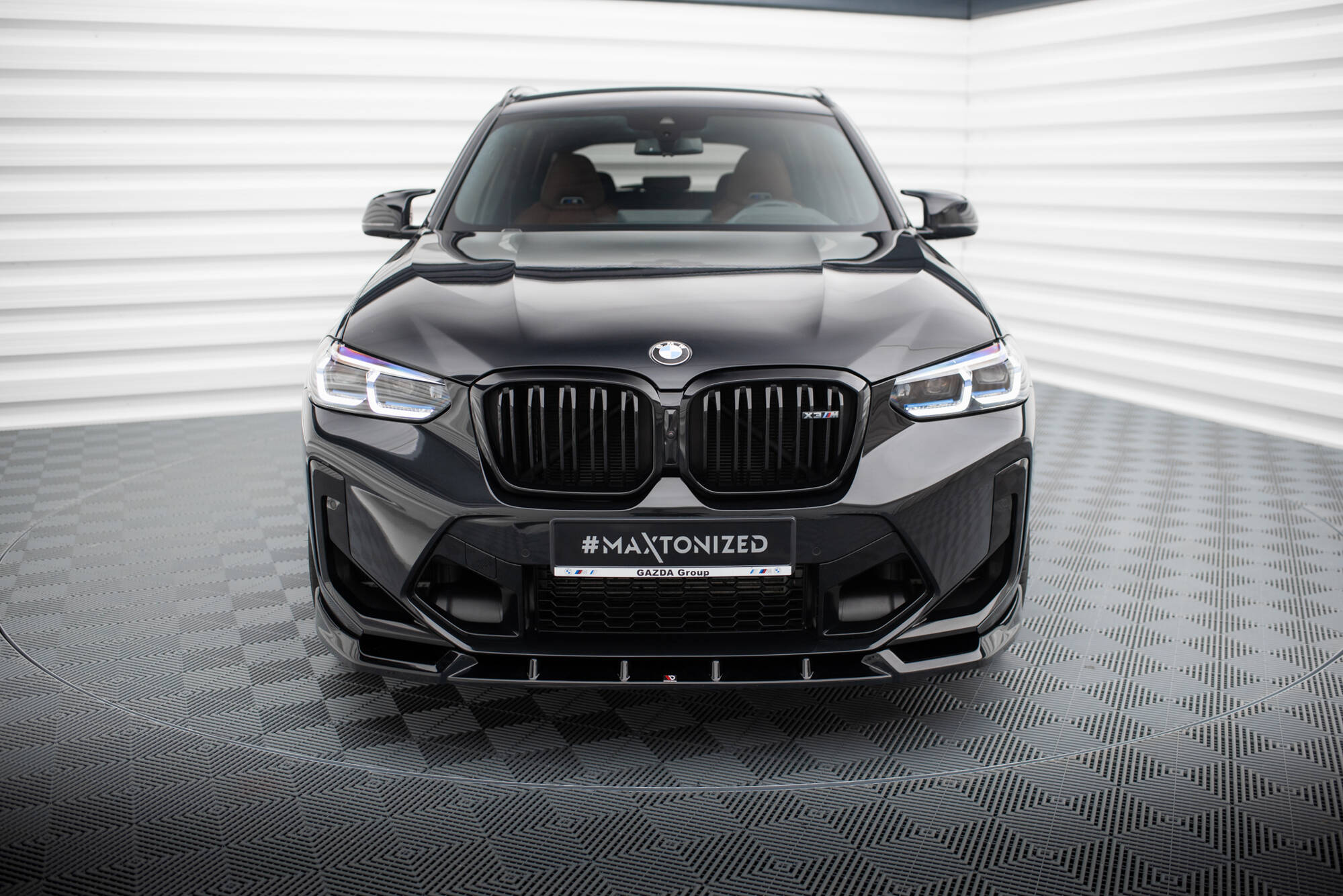 Maxton Front Ansatz V.1 für BMW X3 M F97 Facelift schwarz Hochglanz