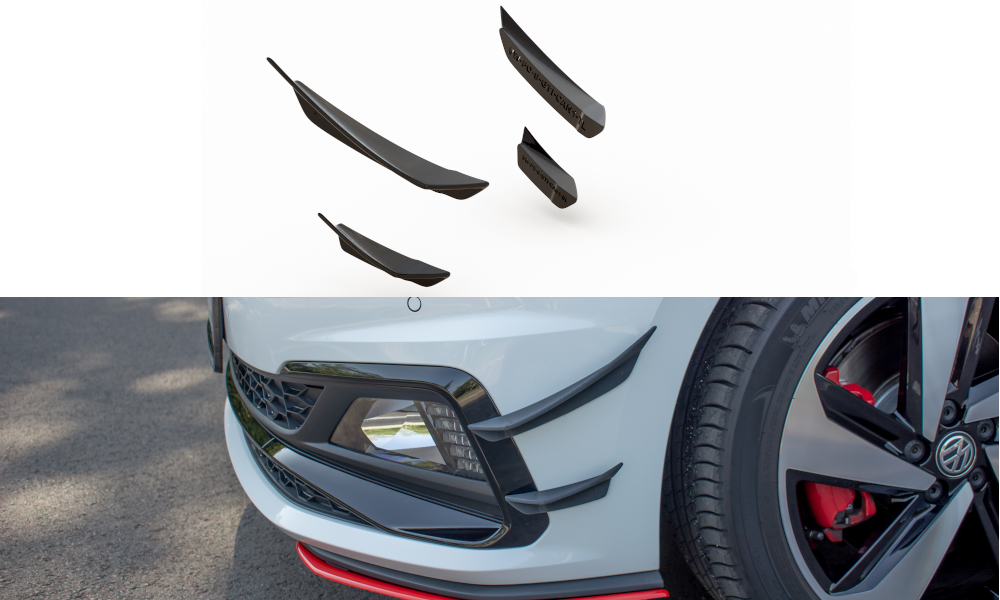 Maxton Stoßstangen Flaps Wings vorne Canards für VW Polo GTI Mk6