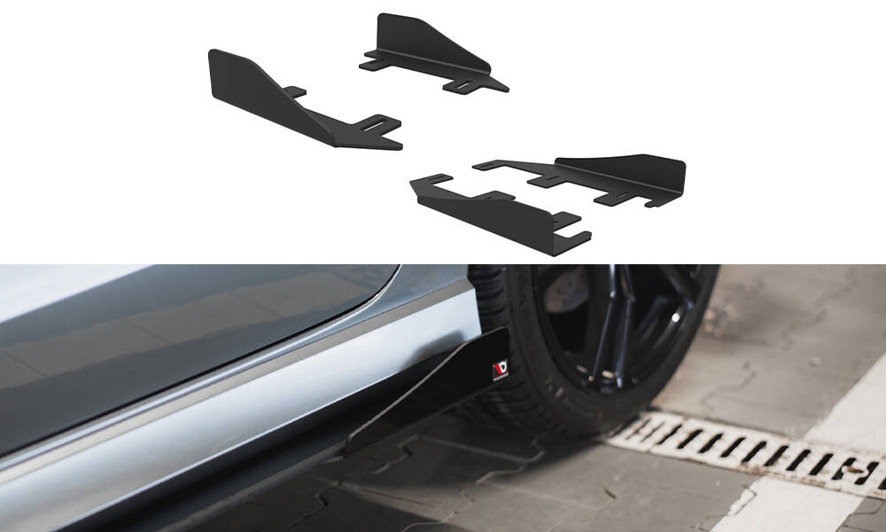 Maxton Seitenschweller Flaps für Audi S3 / A3 S-Line Limousine 8V schwarz Hochglanz