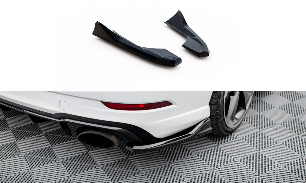 Maxton Heck Ansatz Flaps Diffusor V.3 für Audi RS3 Limousine 8V Facelift schwarz Hochglanz