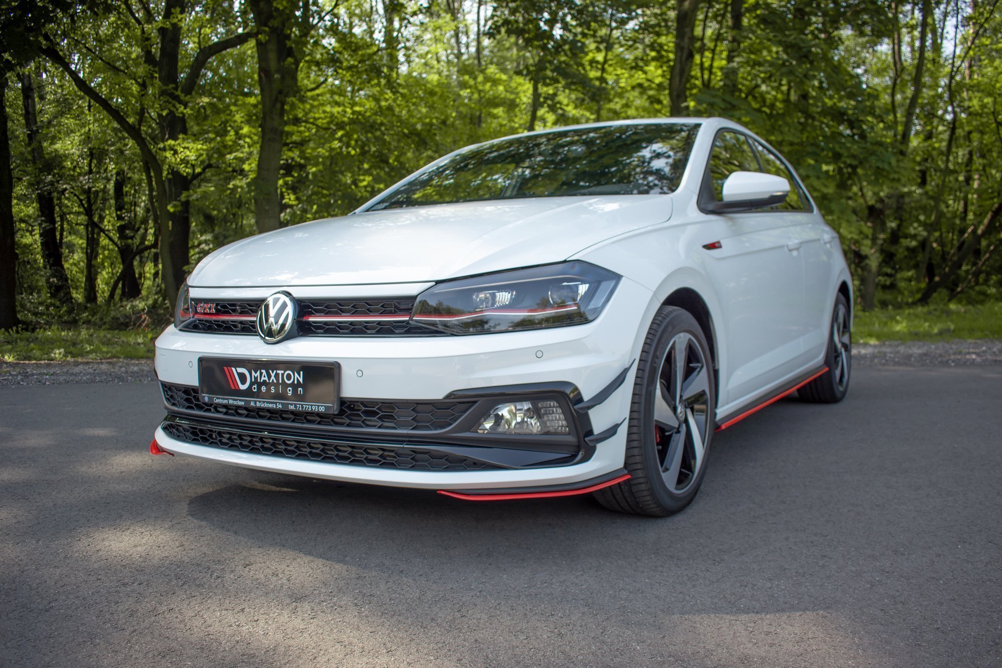 Maxton Front Ansatz für Seite Volkswagen Polo GTI / R-line Mk6 rot Hochglanz