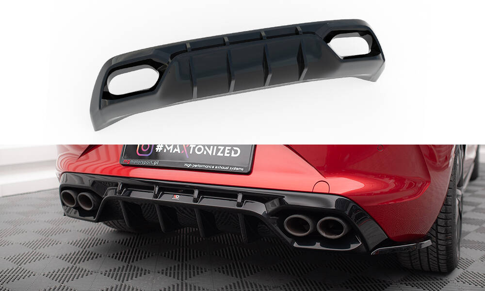 Maxton Diffusor Heck Ansatz für Cupra Leon Hatchback Mk1 schwarz Hochglanz