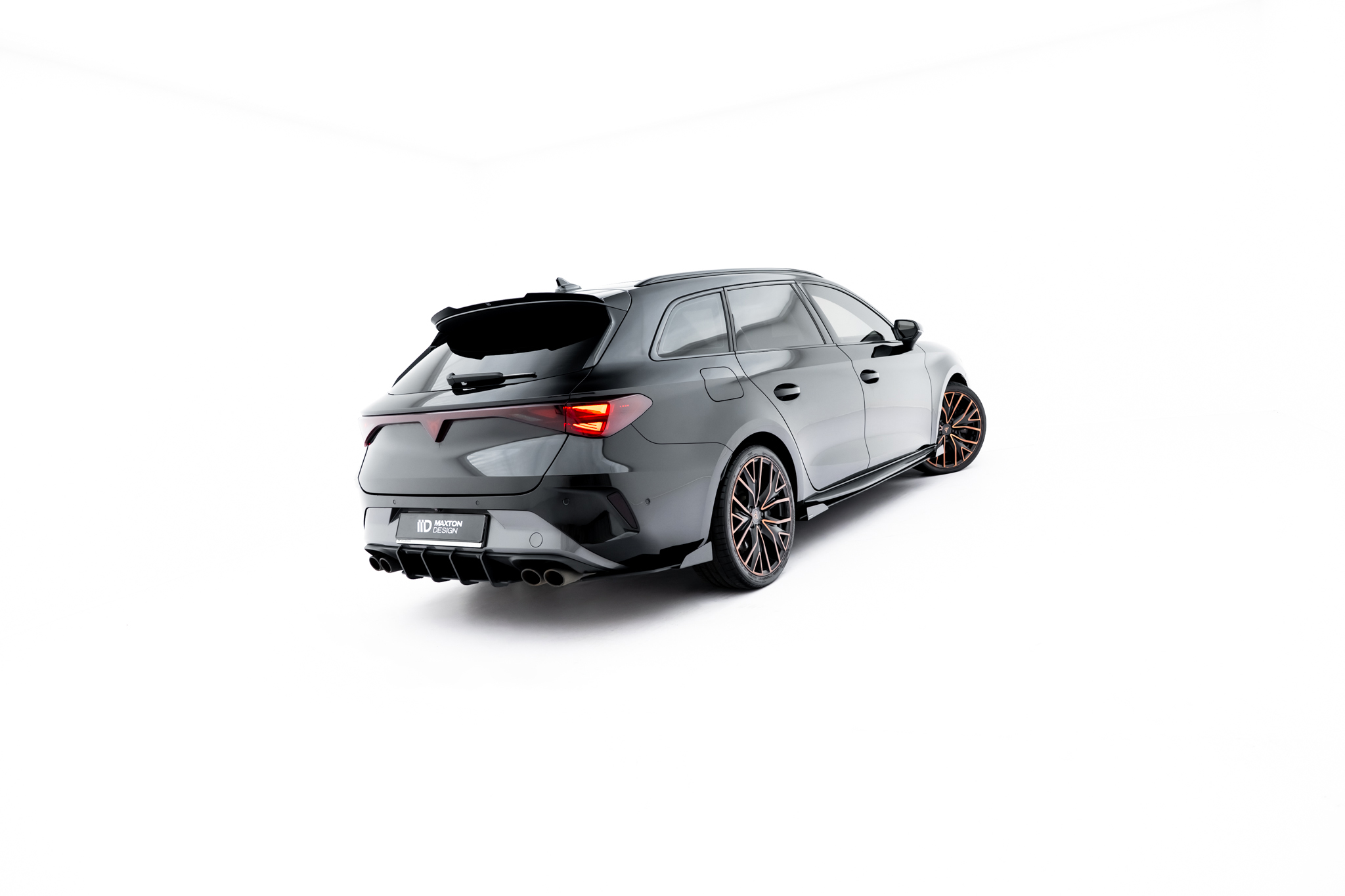 Maxton Street Pro Heck Ansatz Flaps Diffusor + Flaps für Cupra Leon ST Mk1 Facelift schwarz Hochglanz