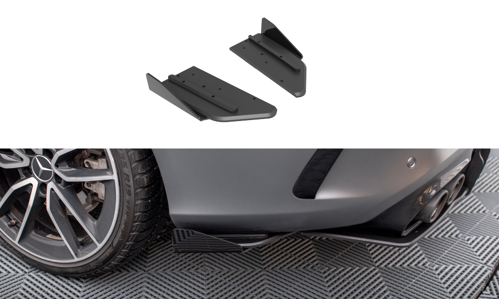 Maxton Street Pro Heck Ansatz Flaps Diffusor +Flaps für Mercedes-AMG C43 Coupe / Cabrio C205  Facelift / A205 Facelift schwarz Hochglanz