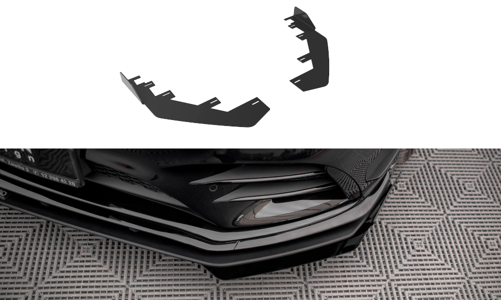 Maxton Front Stoßstange Flaps für Mercedes A35 AMG / AMG-Line Aero Pack W177  schwarz Hochglanz