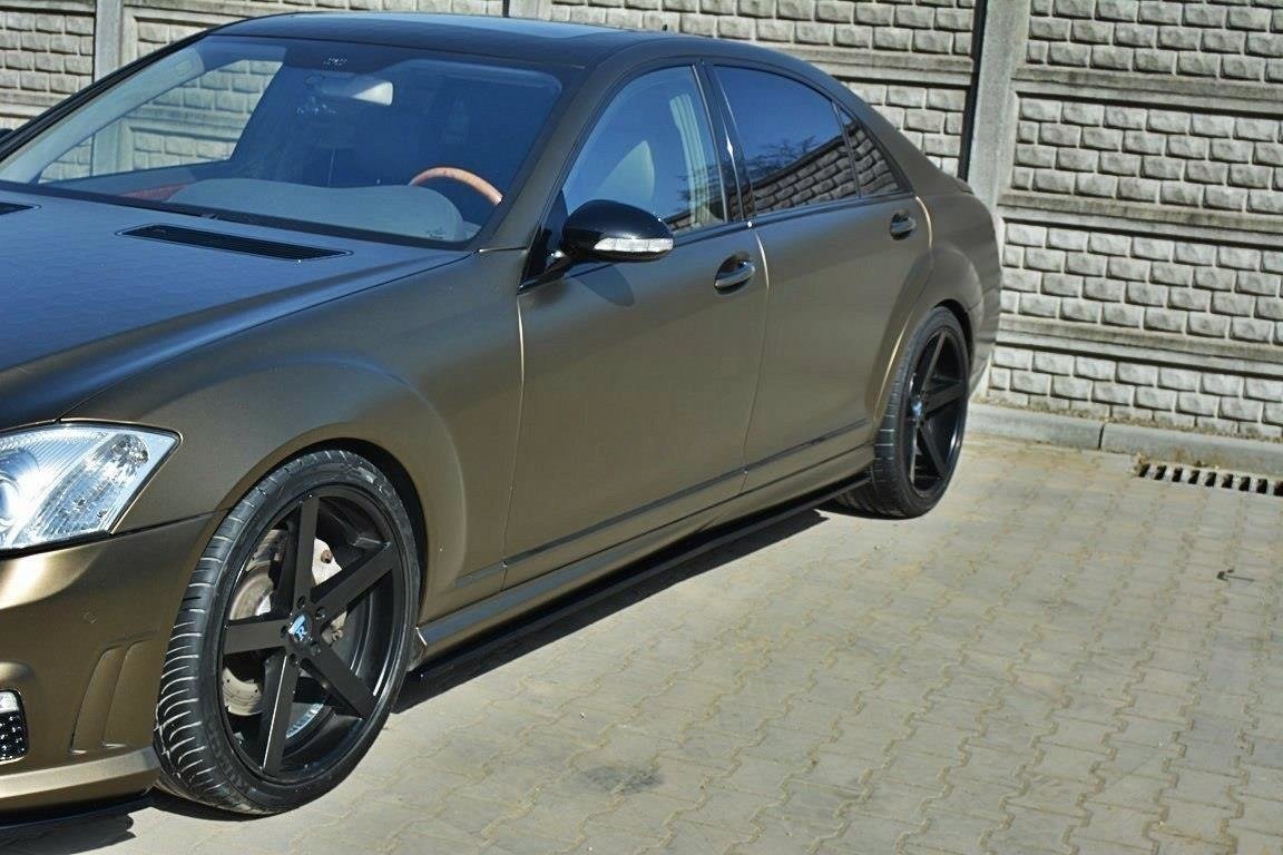 Maxton Seitenschweller Ansatz für MERCEDES S-KLASSE W221 AMG LWB Carbon Look