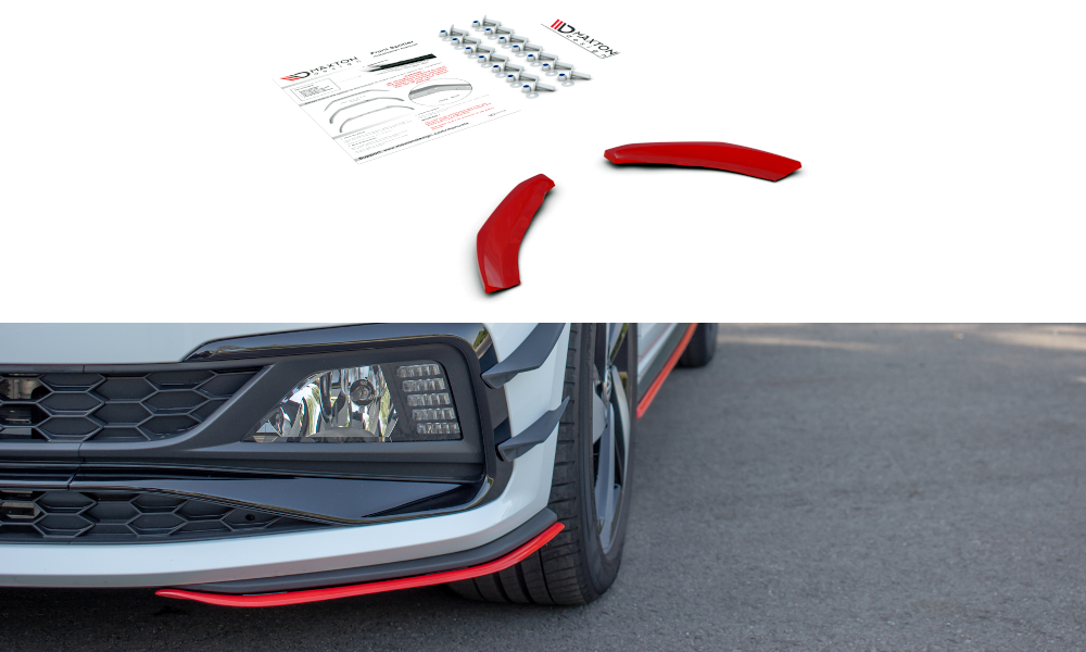 Maxton Front Ansatz für Seite Volkswagen Polo GTI / R-line Mk6 rot Hochglanz