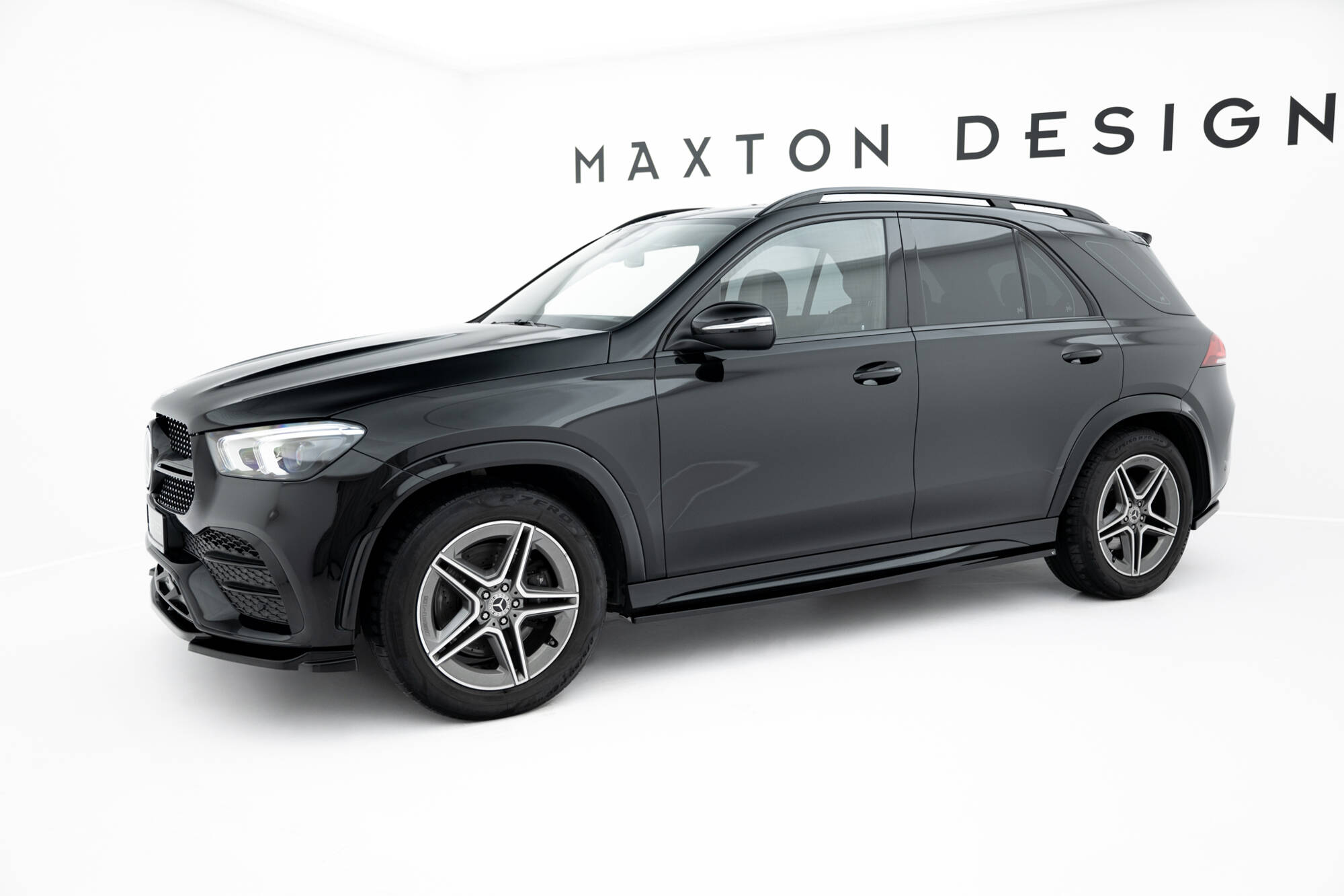 Maxton Seitenschweller Ansatz für Mercedes-AMG / AMG-Line GLE SUV W167 / W167 Facelift schwarz Hochglanz