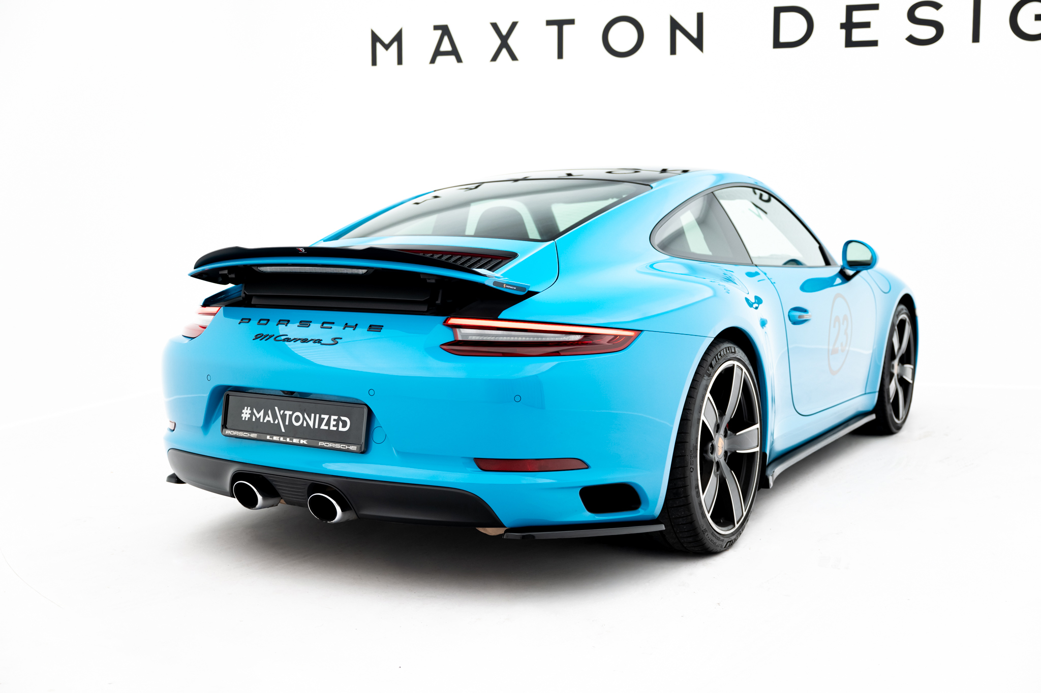 Maxton Heck Ansatz Flaps Diffusor für Porsche 911 Carrera 991 Facelift schwarz Hochglanz