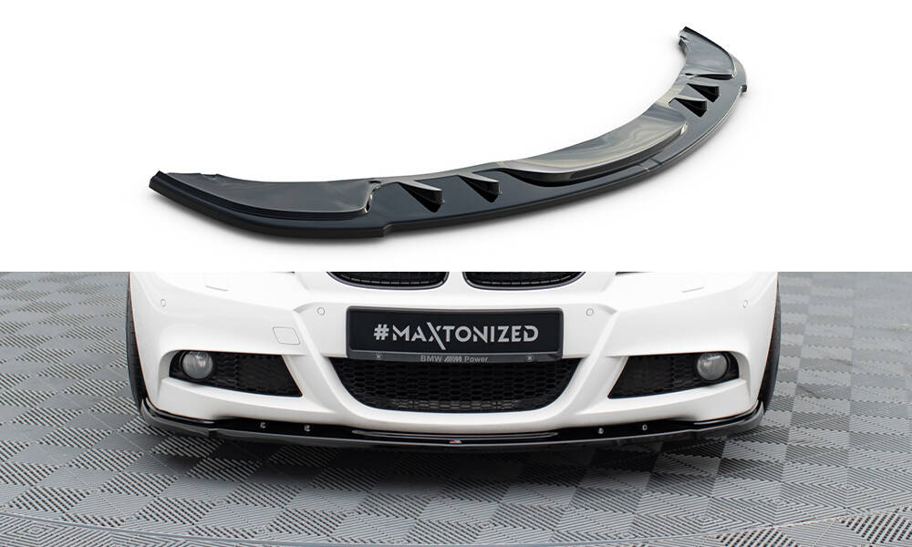Maxton Front Ansatz V.1 für BMW 3er Limousine / Touring M-Paket E90 / E91 Facelift schwarz Hochglanz