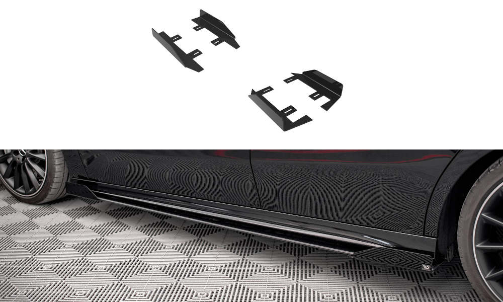 Maxton Seitenschweller Flaps für Mercedes A35 AMG / AMG-Line Aero Pack W177  schwarz Hochglanz