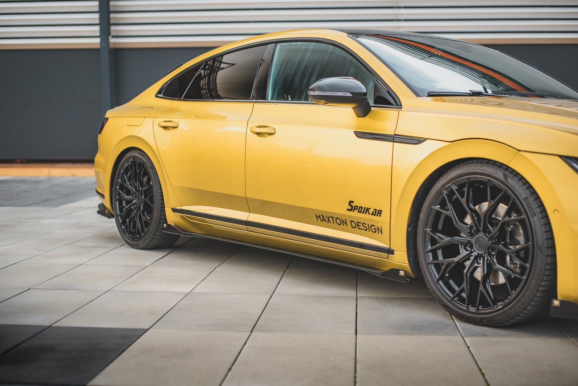 Maxton Street Pro Seitenschweller Ansatz + Flaps für VW Arteon R-Line schwarz Hochglanz
