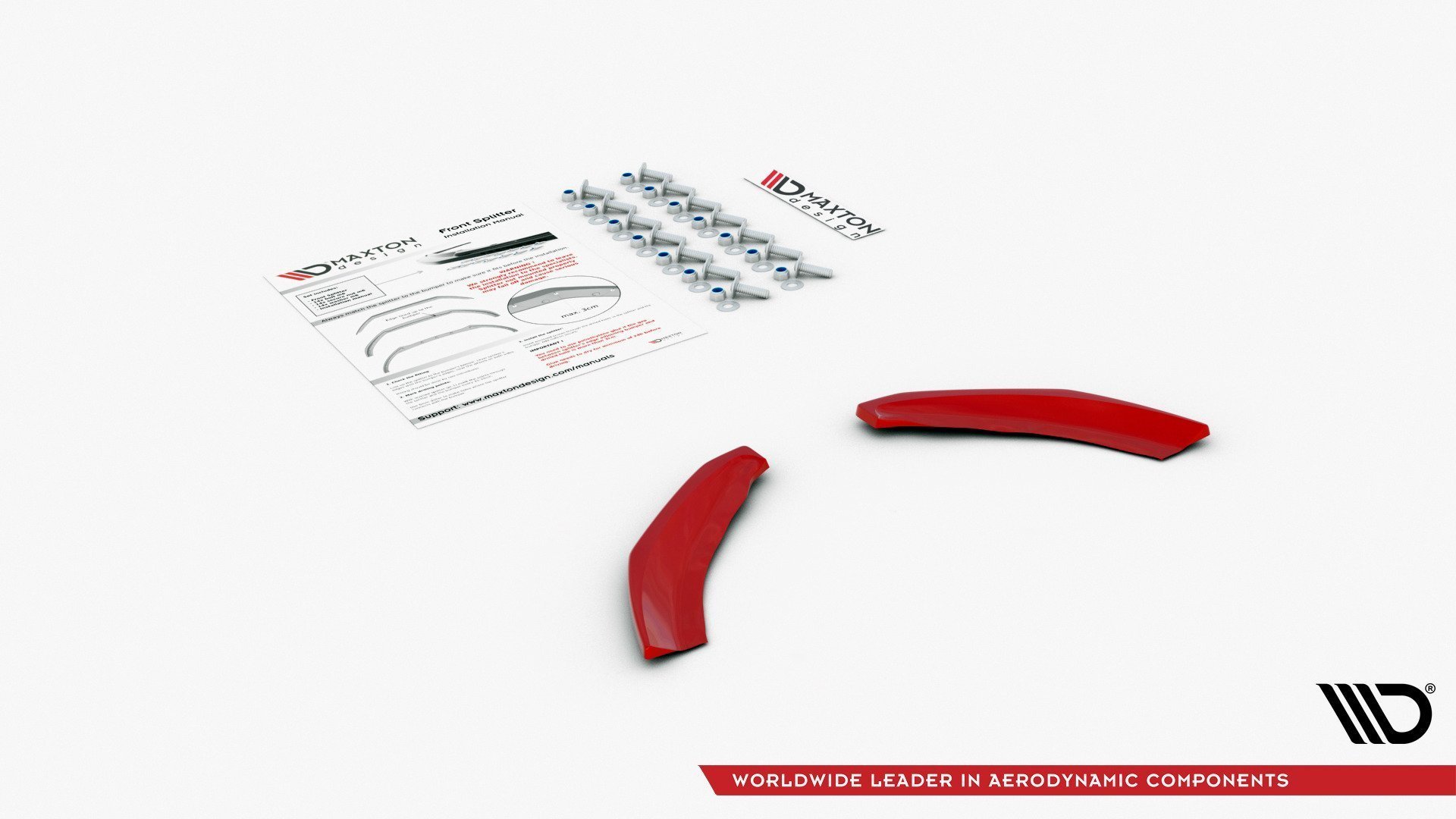 Maxton Front Ansatz für Seite Volkswagen Polo GTI / R-line Mk6 rot Hochglanz