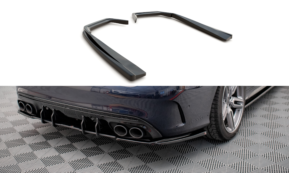Maxton Heck Ansatz Flaps Diffusor für Mercedes-AMG C 43 Limousine  W205 Facelift schwarz Hochglanz