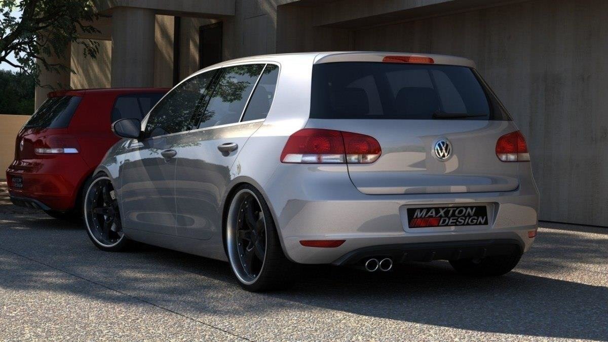 Maxton Diffusor Heck Ansatz passend für GOLF 6 MIT 1 AUSPUFF schwarz Hochglanz