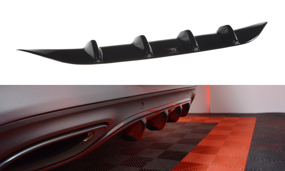 Maxton Diffusor Heck Ansatz für MERCEDES- BENZ C-KLASSE W205 COUPE AMG-LINE schwarz Hochglanz
