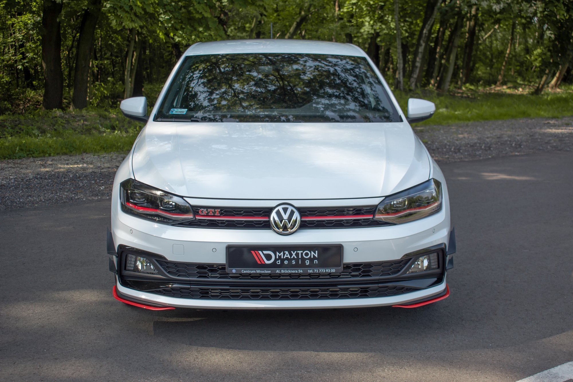 Maxton Front Ansatz für Seite Volkswagen Polo GTI / R-line Mk6 rot Hochglanz