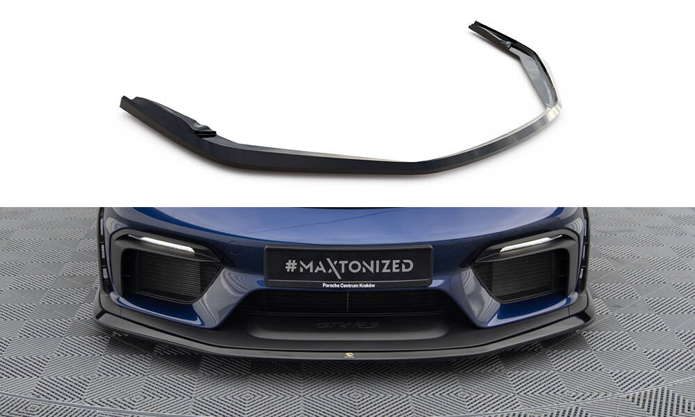 Maxton Front Ansatz für Porsche 718 Cayman GT4 RS 982c schwarz Hochglanz