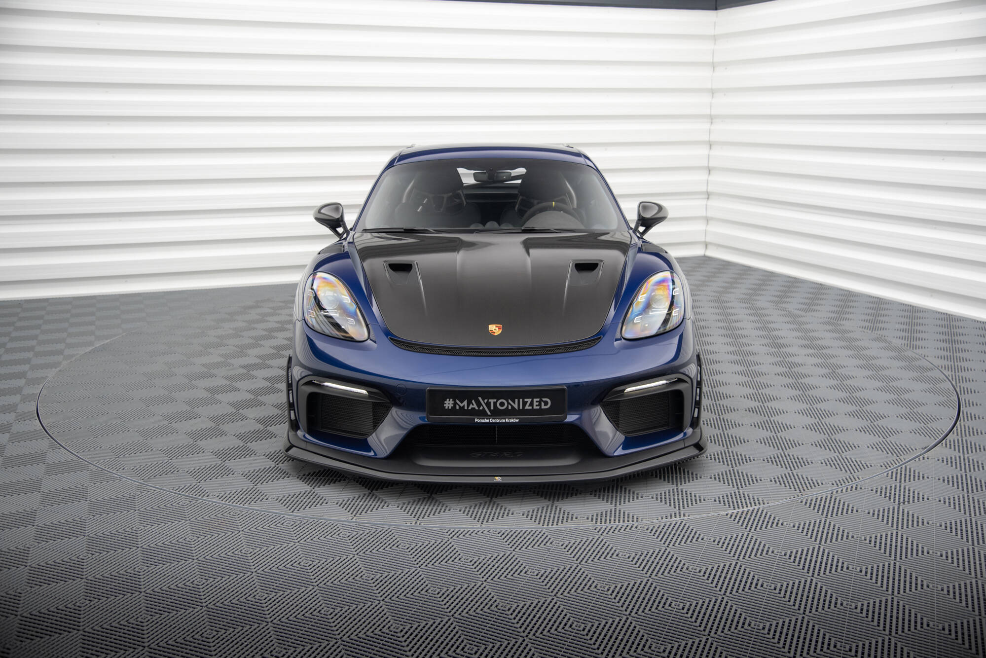 Maxton Front Ansatz für Porsche 718 Cayman GT4 RS 982c schwarz Hochglanz