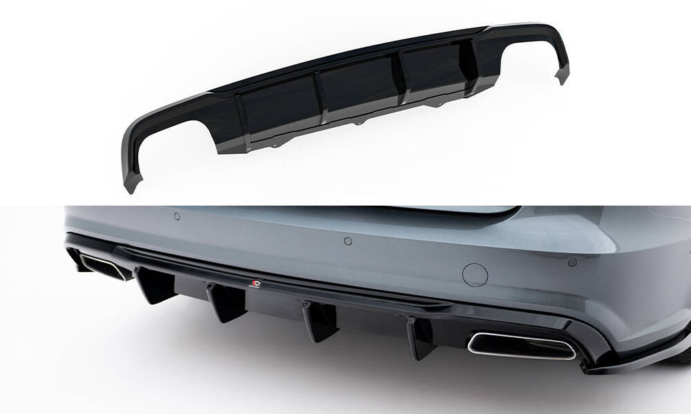 Maxton Diffusor Heck Ansatz V.2 für Audi A6 / A6 C7 S-line/ S6 C7 Facelift schwarz Hochglanz