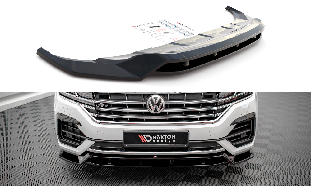 Maxton Front Ansatz für VW Touareg R-Line Mk3 schwarz Hochglanz