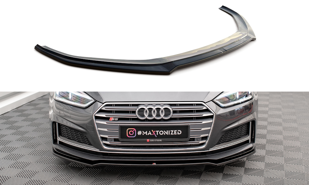 Maxton Front Ansatz V.1 für Audi S5 / A5 S-Line F5 Coupe / Sportback schwarz Hochglanz