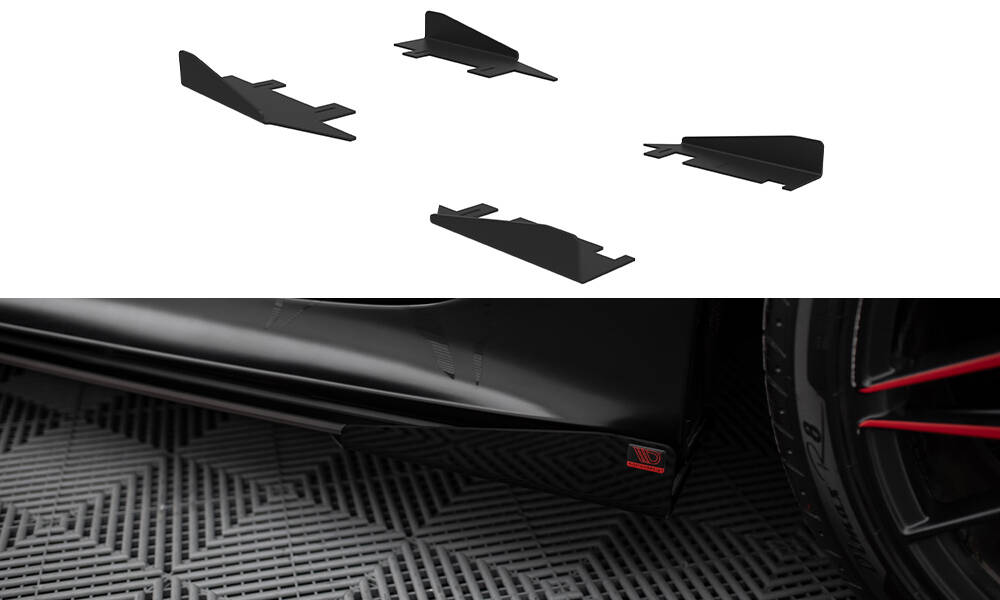 Maxton Seitenschweller Flaps für Audi A7 RS7 Look C7 schwarz Hochglanz