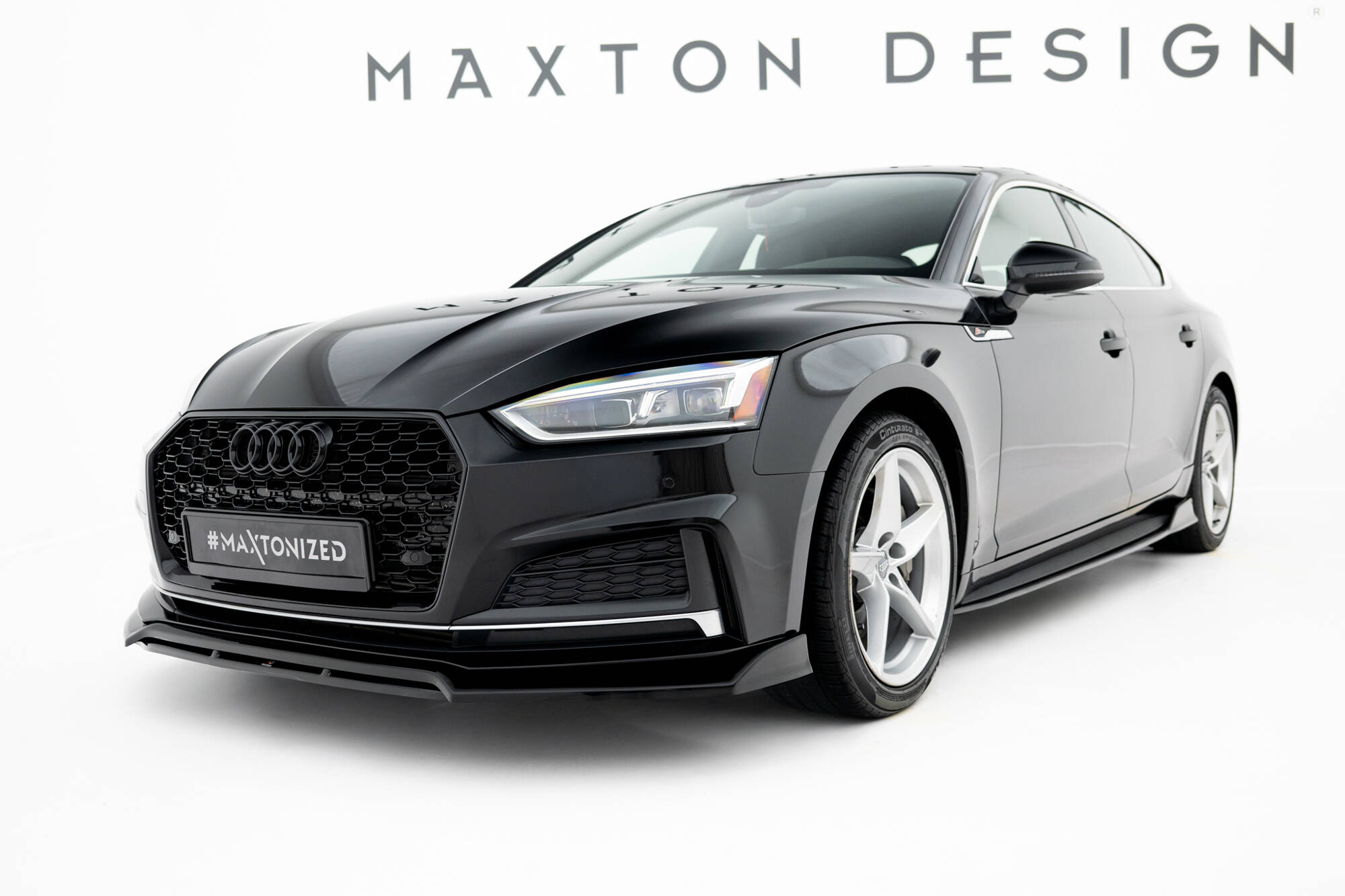 Maxton Front Ansatz für Audi S5 / A5 S-Line Coupe / Sportback F5 schwarz Hochglanz