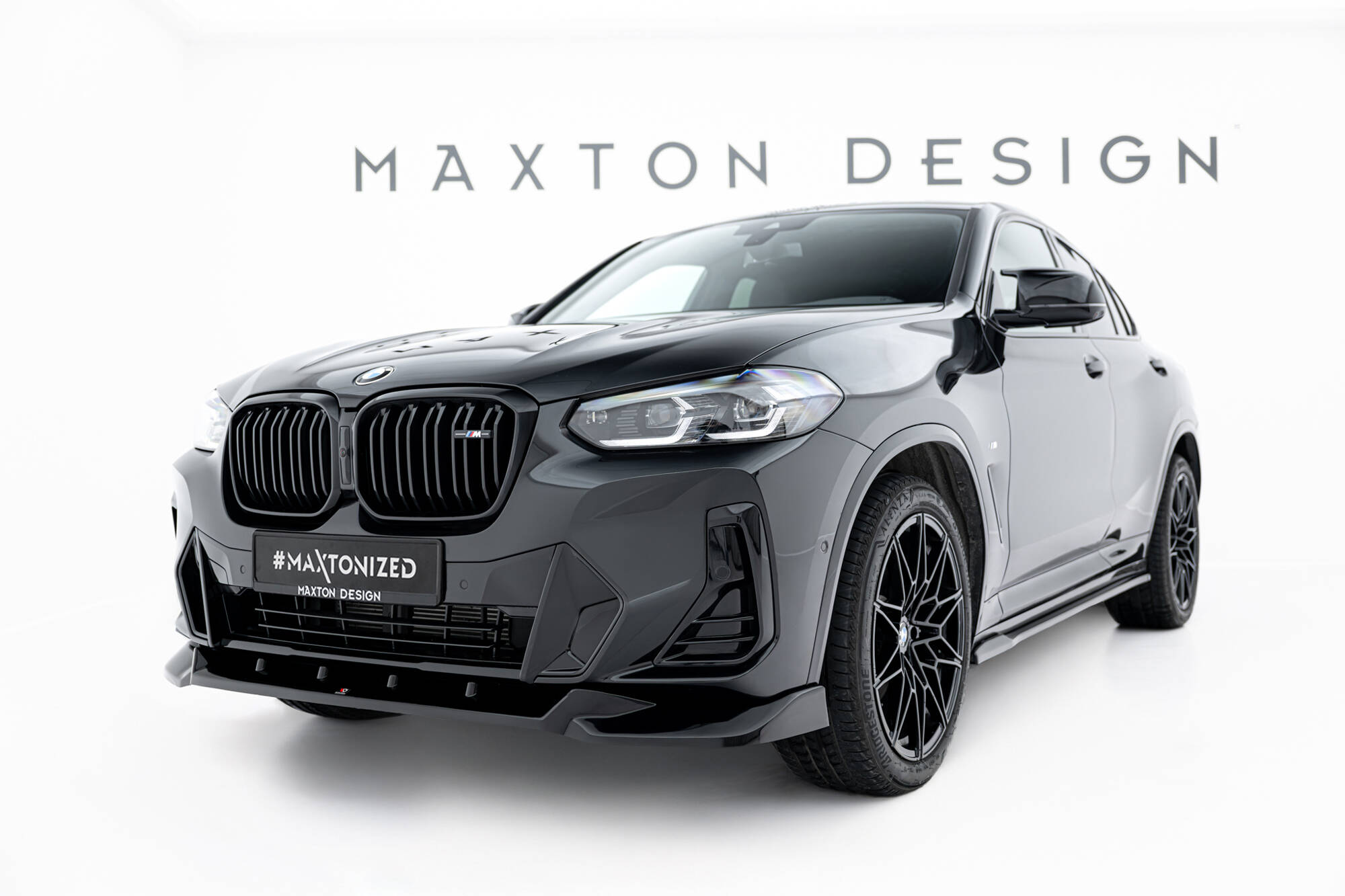 Maxton Front Ansatz V.2 für BMW X4 M-Paket G02 Facelift schwarz Hochglanz