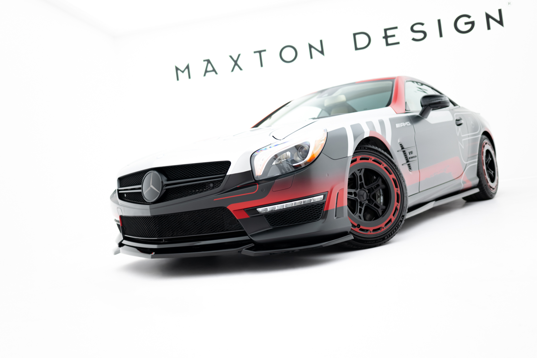 Maxton Front Ansatz V.2 für Mercedes-Benz SL 63 AMG R231 schwarz Hochglanz