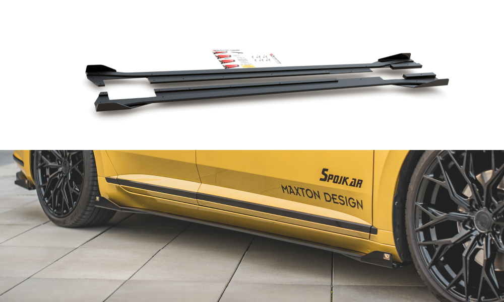 Maxton Street Pro Seitenschweller Ansatz + Flaps für VW Arteon R-Line schwarz Hochglanz
