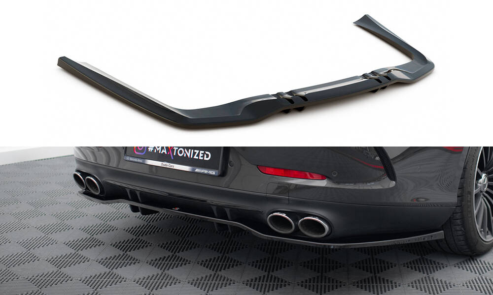 Maxton Mittlerer Cup Diffusor DTM Look Heck Ansatz für Mercedes-AMG GT 53 4-Door Coupe X290 schwarz Hochglanz