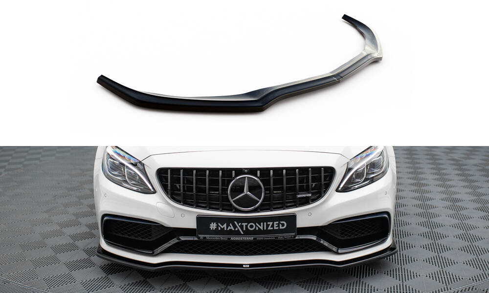 Maxton Front Ansatz V.1 für Mercedes-AMG C63 Limousine / Kombi W205 / S205 schwarz Hochglanz