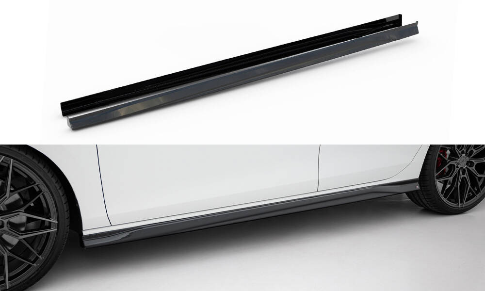 Maxton Seitenschweller Ansatz für V.3 für VW Golf GTI / GTE / GTI Clubsport / GTD / R-Line Mk8 schwarz Hochglanz