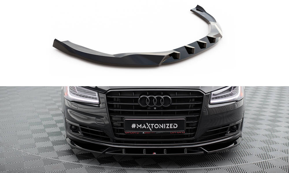Maxton Front Ansatz für Audi A8 D4 Facelift schwarz Hochglanz